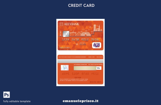modello di carta mezza Alexbank Egitto stile verificato
